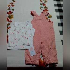 NWT Carter's two piece overalls matching set